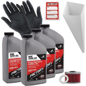 Oil Change Kit compatible with Honda TRX500FE/FM, TRX520FE/FM, SXS500M – Includes 4 Quarts of 10W-40 Full Synthetic Oil, 1 Filter, 1 Crush Washer, 1 Funnel, 1 Oil Change Sticker in Kuwait