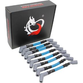 DRAGON FIRE PERFORMANCE 9.5" 500 ohm/ft Blue Sleeved Spark Plug Wires for 1999-2013 GM LS V8 Models With Headers Only Compatible with Avalanche, Sierra, Express, Hummer OEM FIT PWLS-BLS in Saudi Arabia