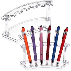 3 PCS Plastic Pen Holder Stand, 6-Slots Pen Display Stand Makeup Brush Rack Organizer Eyebrow Pen Stand, Acrylic Clear Pen Display Rack for School Office Home Store Use in Saudi Arabia