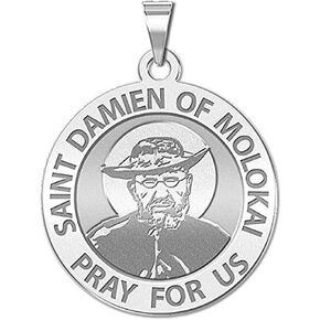 PicturesOnGold.com Saint Damien of Molokai Religious Medal - 3/4 Inch X 3/4 Inch -Sterling Silver in Saudi Arabia