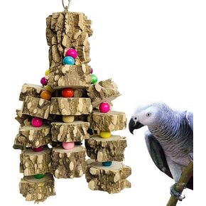 PINVNBY Large Parrot Toys, Natural Wood Cuttlebone Blocks Bird Chewing Toys for Finch, Budgie, Parakeets, Cockatiels, Conures, Love Birds and Amazon Parrots in Kuwait