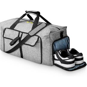 60L Large Foldable Travel Duffel Bag for Men & Women – Water-Resistant, Lightweight, Heavy-Duty with Shoe Compartment – Packable & Collapsible,Grey in Kuwait