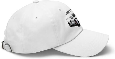 Arctic White C8 Corvette Z06 Dad Hat - قبعة قابلة للتعديل مع رسم سيارة عرض أمامي لعشاق Chevy in Saudi Arabia