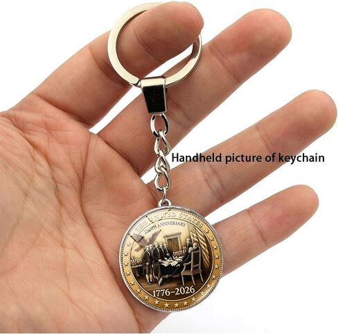 2PCS America 250th عيد ميلاد سلسلة المفاتيح الزجاجية الكريستالية القابلة للانعكاس ، سلسلة مفاتيح الذكرى 250 ، ملحق شعار باتريوت in Kuwait