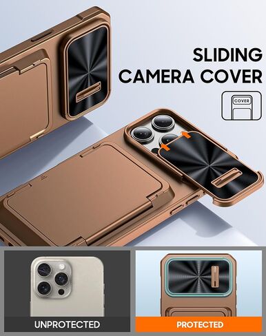 حافظة Vizvera لهاتف iPhone 16 Pro Max RFID، حامل بطاقات (4 بطاقات) وغطاء كاميرا ومسند، حافظة هاتف من السيليكون المقاوم للصدمات لكامل الجسم لهاتف 16 Pro Max 6.9 بوصة 2024- أسود in Kuwait
