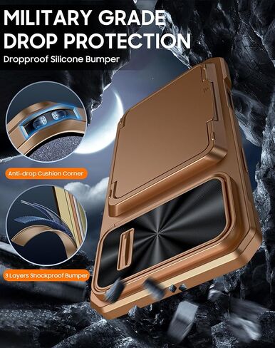 حافظة Vizvera لهاتف iPhone 16 Pro Max RFID، حامل بطاقات (4 بطاقات) وغطاء كاميرا ومسند، حافظة هاتف من السيليكون المقاوم للصدمات لكامل الجسم لهاتف 16 Pro Max 6.9 بوصة 2024- أسود in Kuwait