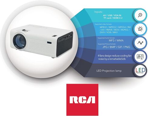RCA RPJ136 Home Theater Projector - 1080p Compatible, High Res, Bright, White in Saudi Arabia