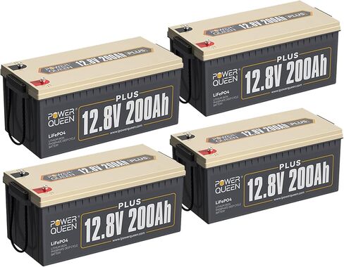 Power Queen 2Pack 12.8v200ah بالإضافة إلى بطارية LifePo4 مدمجة 200A BMS ، بطارية الليثيوم 5120WH ، ما يصل إلى 15000 دورة ، الدعم في سلسلة/موازية ، يستخدم على نطاق واسع لنظام المنزل الشمسي ، RV ، حياة خارج الشبكة in Kuwait