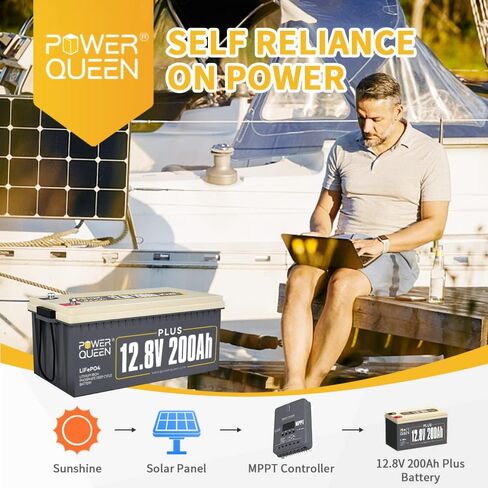 Power Queen 2Pack 12.8v200ah بالإضافة إلى بطارية LifePo4 مدمجة 200A BMS ، بطارية الليثيوم 5120WH ، ما يصل إلى 15000 دورة ، الدعم في سلسلة/موازية ، يستخدم على نطاق واسع لنظام المنزل الشمسي ، RV ، حياة خارج الشبكة in Kuwait