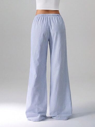 ZAFUL Casual Pants for Women, Pajama Pants Stripe Home Pants Palazzo Drawstring Waist Straight Leg in Saudi Arabia