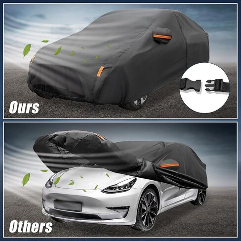 X AUTOHAUX Car Cover for Tesla Model 3 2017-2023 210T Polyester Outdoor Full Car Cover All Weather Waterproof with Driver Door Zipper License Plate Vent Black in Saudi Arabia