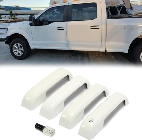 HECASA Door Handle Covers Trims Compatible with 2015-2020 Ford F150/ 2017-2022 F250 F350 F450 W/O Smart Keyhole Oxford White in Saudi Arabia