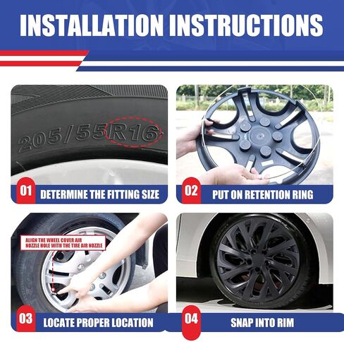 CPW 16 Inch Hubcaps تتناسب مع 2009-2025 Toyota Corolla ، Wheels Rim Cover بديل متوافق مع مجموعة Toyota Corolla 16 '' Steel ، ABS & PC Material Caps مجموعة من 4 (16 بوصة ، أسود غير لامع) in Kuwait