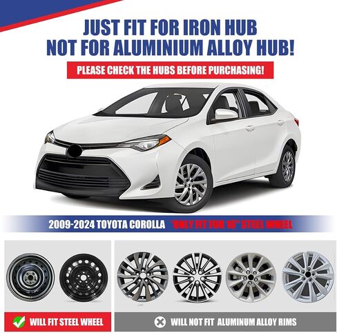 CPW 16 Inch Hubcaps تتناسب مع 2009-2025 Toyota Corolla ، Wheels Rim Cover بديل متوافق مع مجموعة Toyota Corolla 16 '' Steel ، ABS & PC Material Caps مجموعة من 4 (16 بوصة ، أسود غير لامع) in Kuwait