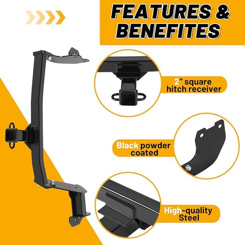 Kojem Class 3 Trailer Hitch متوافق مع 2022-2024 Hyundai Santa Cruz 2 "Trailer Hitch Receiver Towing 5000 رطل مسحوق المسحوق المطلي باللون الأسود in Saudi Arabia