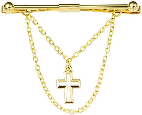 Mens Cross Tie Clips Shirt Collar Clip Chain Necktie Bar Pinch Clip with Gold Silver Tone Business Tie Pins Jewelry in Saudi Arabia