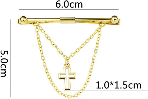 Mens Cross Tie Clips Shirt Collar Clip Chain Necktie Bar Pinch Clip with Gold Silver Tone Business Tie Pins Jewelry in Saudi Arabia