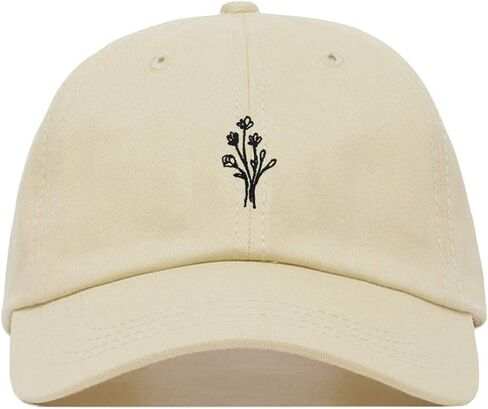 Wildflower Baseball Hat, Embroidered Dad Cap, Unstructured Soft Cotton, Adjustable Strap Back (Multiple Colors) in Saudi Arabia