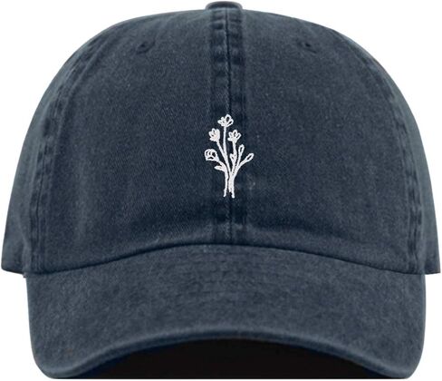 Wildflower Baseball Hat, Embroidered Dad Cap, Unstructured Soft Cotton, Adjustable Strap Back (Multiple Colors) in Saudi Arabia