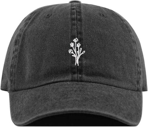 Wildflower Baseball Hat, Embroidered Dad Cap, Unstructured Soft Cotton, Adjustable Strap Back (Multiple Colors) in Saudi Arabia