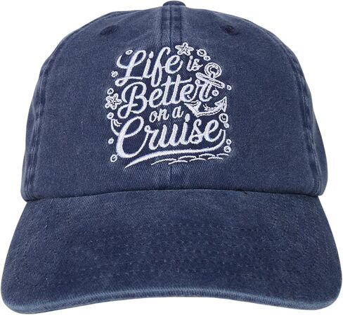 InnoBeta Cruise Gifts Cap for Women, Men - Adjustable Vintage Washed Cotton Embroidered Hat - Gift for Cruise Lovers, Birthday, Christmas - Blue in Saudi Arabia
