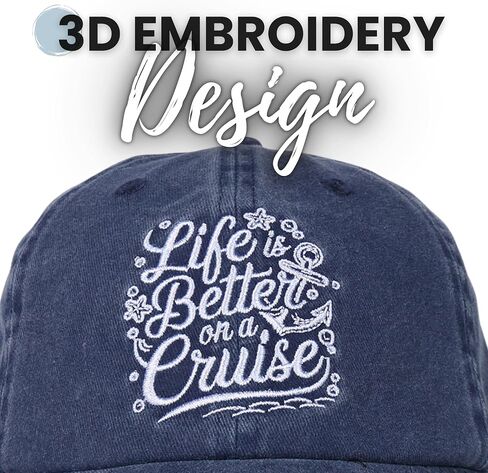 InnoBeta Cruise Gifts Cap for Women, Men - Adjustable Vintage Washed Cotton Embroidered Hat - Gift for Cruise Lovers, Birthday, Christmas - Blue in Saudi Arabia