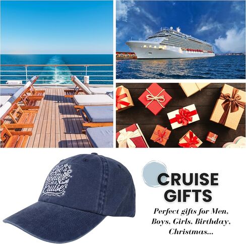InnoBeta Cruise Gifts Cap for Women, Men - Adjustable Vintage Washed Cotton Embroidered Hat - Gift for Cruise Lovers, Birthday, Christmas - Blue in Saudi Arabia