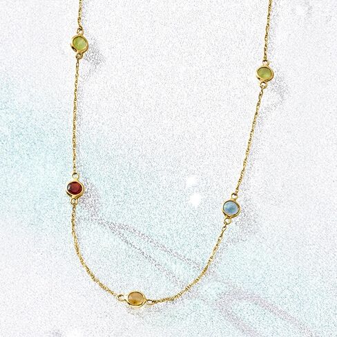 Pure Collection by Ross-Simons 0.80 ct. t.w. Multi-Gemstone Station Necklace in 14kt Yellow Gold in Saudi Arabia