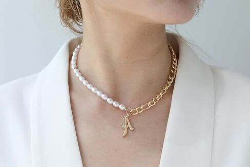 بيان سلسلة مكتنزة الأولي ، الحرف A-Z OT CLASP PEARL لهجة العصرية الأولي ، هدية المجوهرات للنساء in Kuwait