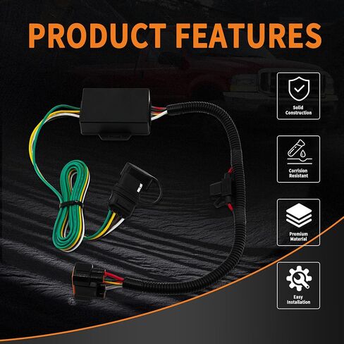 4 Way Trailer Wiring Harnes 56420 متوافق مع 2019-2023 Hyundai Santa Fe ، 2020-22 Palisade ، 2022-24 Santa Cruz ، 2022-23 Tucson ، Fit for 2020-22 Kia Telluride ، 2022-24 Carnival in Saudi Arabia