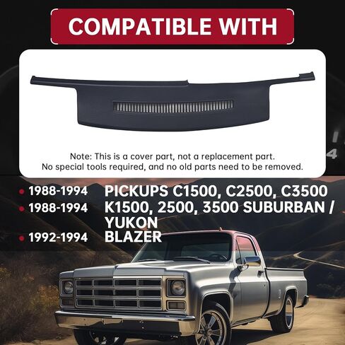 لوحة معلومات مقولبة Hecasa متوافقة مع 1988-1994 C1500 C2500 C3500 Pickups/K1500 2500 3500 Chevy Suburban Yukon ، 1992-1994 Plazer Dash Cover Cap (Garnet) in Saudi Arabia