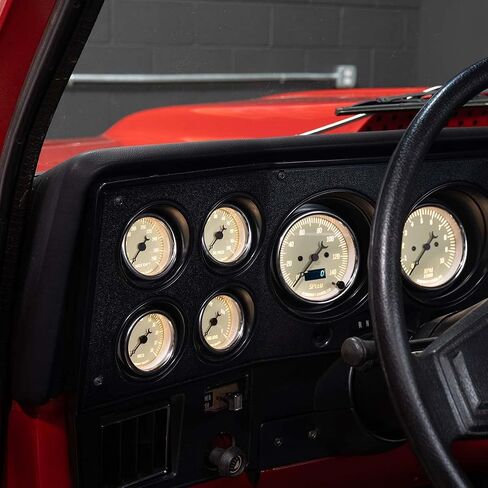 GlowShift Vintage 6-Gauge Cluster Package Fits Chevy C10 1973-1987 - Classic Antique White Speedometer, Tachometer, Oil Pressure, Water Temp, Fuel Level & Volt Gauges - Direct Fit Dash Panel Pod in Saudi Arabia