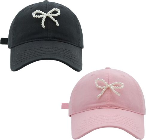 yolrdiw Women's Cute Pearl Bow Baseball Cap Adjustable Summer Outdoor Sun Hat in Kuwait