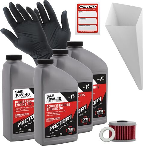 Oil Change Kit compatible with Honda TRX500FE/FM, TRX520FE/FM, SXS500M – Includes 4 Quarts of 10W-40 Full Synthetic Oil, 1 Filter, 1 Crush Washer, 1 Funnel, 1 Oil Change Sticker in Saudi Arabia