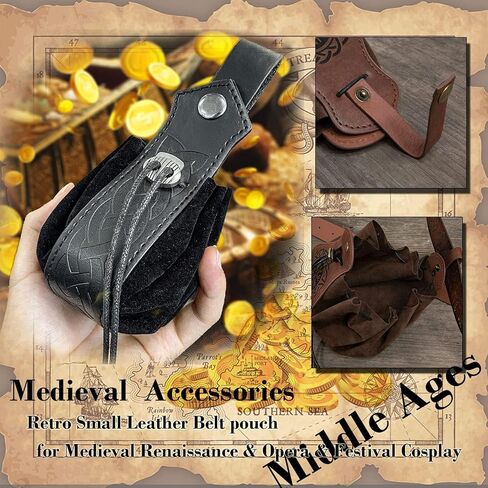 KOTORA Pirate Costume Head Scarf Bandana Hat Waist Sash Medieval Belt Pouch Golden Coin Purse Festival Dress Accessroy in Saudi Arabia