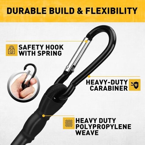 Carabiner Bungee Cords with Hooks, 28-Piece Heavy Duty Outdoor Assortment Includes 10", 18", 24", 36", 48", 60", 72" Bungee Cords, Canopy Tarp Ball Ties, Nylon Cable Ties and Tarp Clips in Saudi Arabia