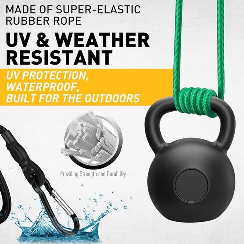 Carabiner Bungee Cords with Hooks, 28-Piece Heavy Duty Outdoor Assortment Includes 10", 18", 24", 36", 48", 60", 72" Bungee Cords, Canopy Tarp Ball Ties, Nylon Cable Ties and Tarp Clips in Saudi Arabia
