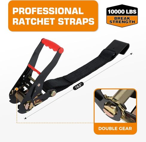 Kingfun Car Tie Down Straps for Trailers with Snap Hooks 4 Pack - 2" X 120" Tire Straps for A Car Trailer, 10,000lbs Break Strength Heavy Duty Ratchet Straps for Truck, Cars,Trailer & More in Kuwait
