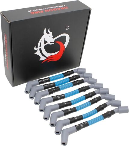 DRAGON FIRE PERFORMANCE 9.5" 500 ohm/ft Blue Sleeved Spark Plug Wires for 1999-2013 GM LS V8 Models With Headers Only Compatible with Avalanche, Sierra, Express, Hummer OEM FIT PWLS-BLS in Saudi Arabia