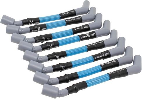 DRAGON FIRE PERFORMANCE 9.5" 500 ohm/ft Blue Sleeved Spark Plug Wires for 1999-2013 GM LS V8 Models With Headers Only Compatible with Avalanche, Sierra, Express, Hummer OEM FIT PWLS-BLS in Saudi Arabia