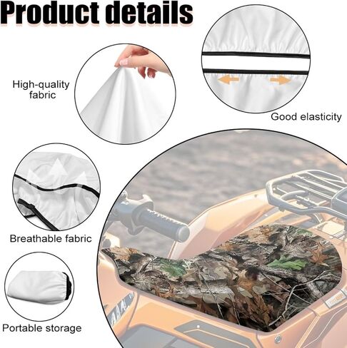 تغطية مقعد محرك CAMO CAMO ATV Cover Motorcycle Cushion Cushion Prevable Bated Patector Cover ATV Cover Four Wheeler Accessories متوافقة مع معظم الطرز in Kuwait