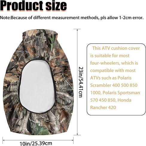 تغطية مقعد محرك CAMO CAMO ATV Cover Motorcycle Cushion Cushion Prevable Bated Patector Cover ATV Cover Four Wheeler Accessories متوافقة مع معظم الطرز in Kuwait