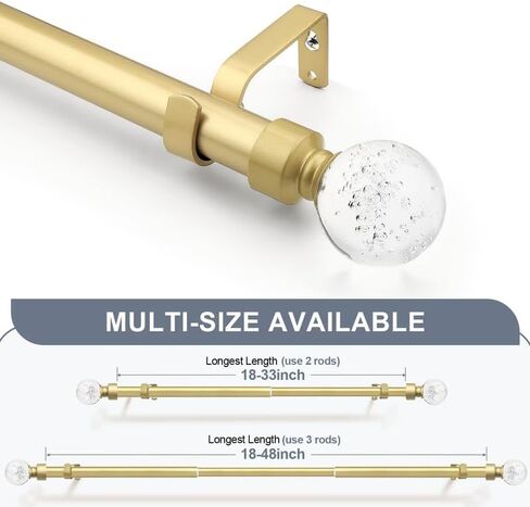 knobelite Black 1 Pack Window Treatment Single Curtain Rods, Adjustable Curtain Rod from 36 to 72 Inches with Crystal Finial Finials,1-Inch Curtain Rods for Windows in Saudi Arabia