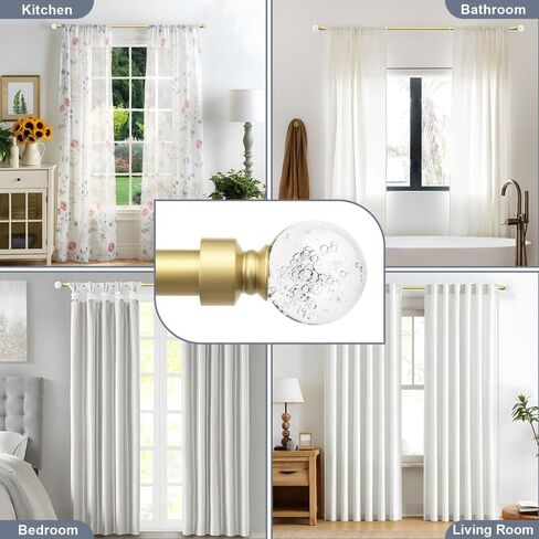 knobelite Black 1 Pack Window Treatment Single Curtain Rods, Adjustable Curtain Rod from 36 to 72 Inches with Crystal Finial Finials,1-Inch Curtain Rods for Windows in Saudi Arabia