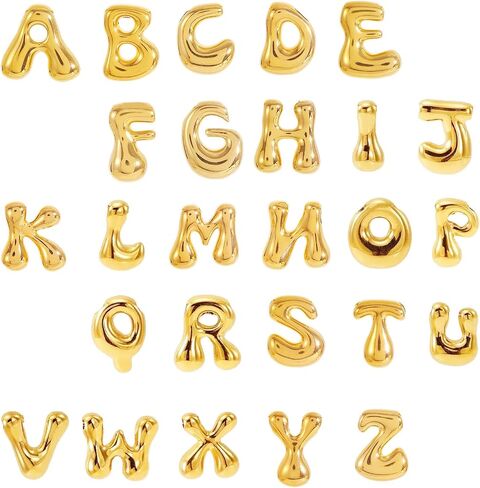 stino No Tarnish Bubble Letter Charms for Jewelry Making, 18K Gold Plated, 26 Pieces A-Z, Alphabet Initial Pendants for Necklace, 17mm in Kuwait