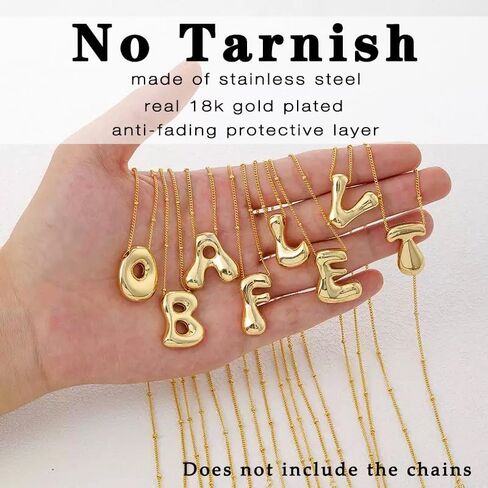 stino No Tarnish Bubble Letter Charms for Jewelry Making, 18K Gold Plated, 26 Pieces A-Z, Alphabet Initial Pendants for Necklace, 17mm in Kuwait