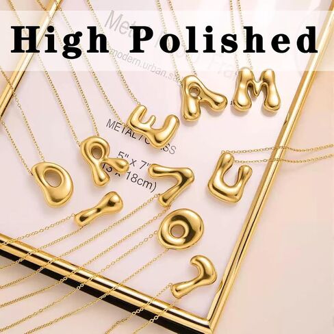 stino No Tarnish Bubble Letter Charms for Jewelry Making, 18K Gold Plated, 26 Pieces A-Z, Alphabet Initial Pendants for Necklace, 17mm in Kuwait