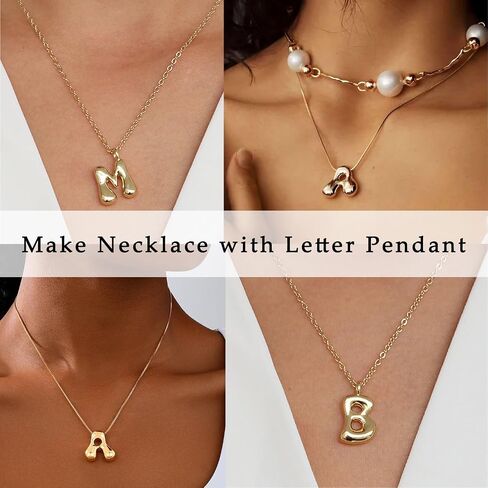 stino No Tarnish Bubble Letter Charms for Jewelry Making, 18K Gold Plated, 26 Pieces A-Z, Alphabet Initial Pendants for Necklace, 17mm in Kuwait