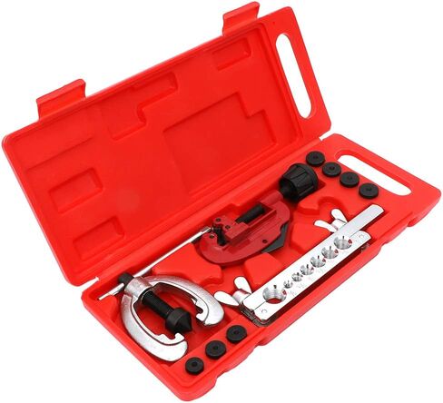 SCITOO Double Brake line Flaring Tubing Tool and Pipe Brake Line Cutter Tool Set for Copper Aluminum Steel Brass, 7 Dies 3/16"-5/8" in Saudi Arabia