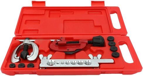 SCITOO Double Brake line Flaring Tubing Tool and Pipe Brake Line Cutter Tool Set for Copper Aluminum Steel Brass, 7 Dies 3/16"-5/8" in Saudi Arabia